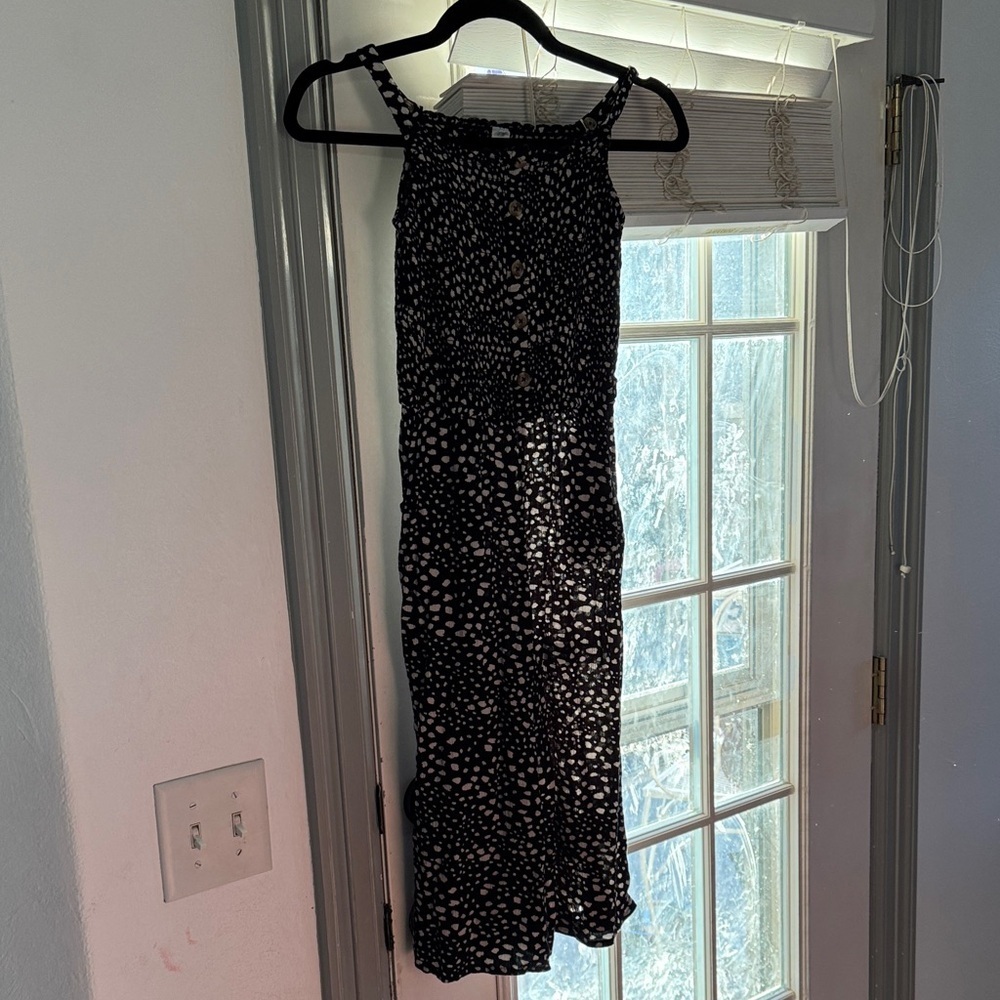 Justice Black and White Spotted Jumpsuit with pockets size 10